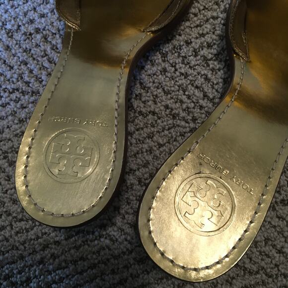 Tory Burch Gold Aerin Heeled Slide 8M - Picture 7 of 10